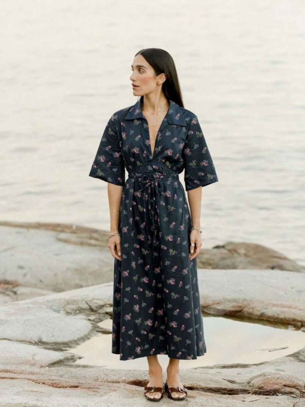 Eden Dress In Navy Bouque